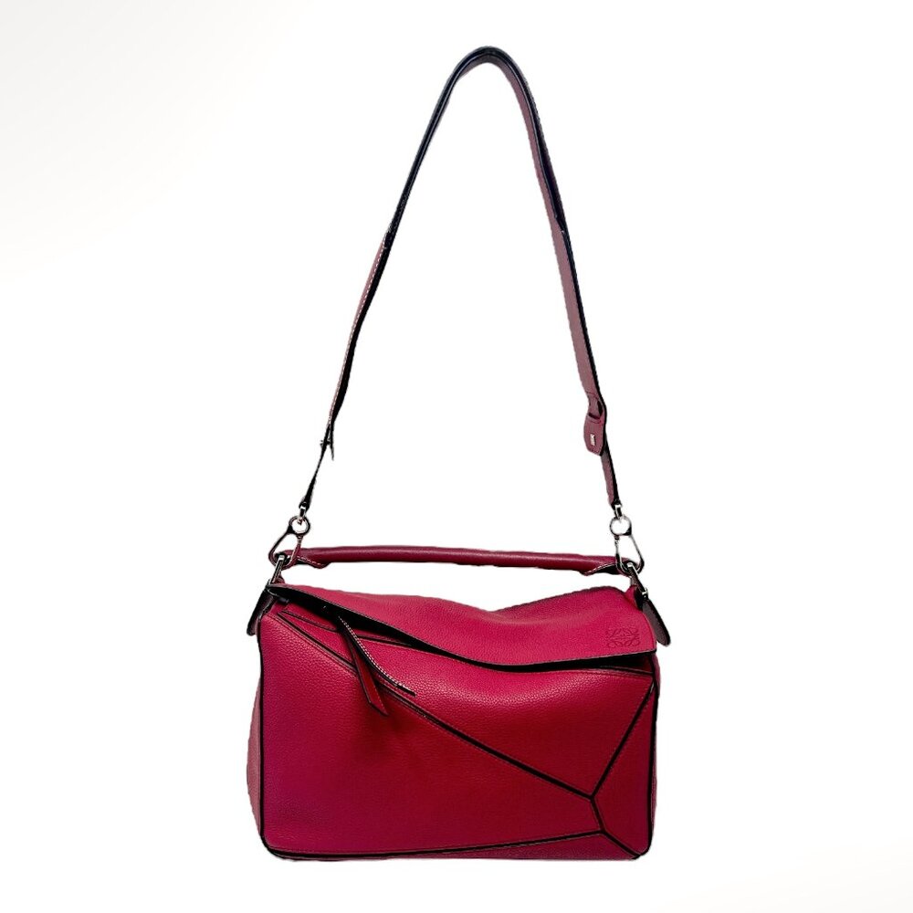 Loewe Small Puzzle Bag Raspberry Pink Leather with Dust Bag **SOLD** - Picture 1 of 17